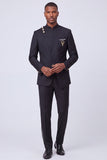 Costumes de bal masculins bleu marine foncé 2 pièces à simple boutonnage