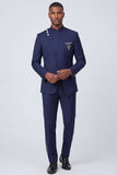 Costumes de bal masculins bleu marine foncé 2 pièces à simple boutonnage
