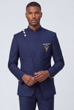 Costumes de bal masculins bleu marine foncé 2 pièces à simple boutonnage