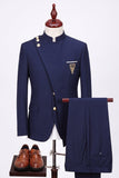 Costumes de bal masculins bleu marine foncé 2 pièces à simple boutonnage