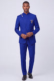 Costumes de bal masculins bleu marine foncé 2 pièces à simple boutonnage