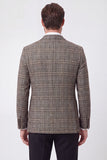 Veste blazer pour homme à boutonnage simple à revers de café