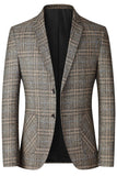 Veste blazer pour homme à boutonnage simple à revers de café