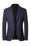 Veste blazer bleue à boutonnage simple boutonné à revers pour hommes