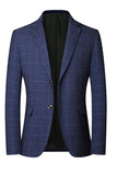 Veste blazer bleue à boutonnage simple boutonné à revers pour hommes