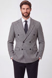 Blazer noir à double boutonnage et revers crantés pour homme