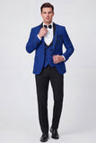 Costumes de bal pour hommes à revers châle rouge 3 pièces et un bouton,