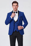 Costumes de bal pour hommes à revers châle rouge 3 pièces et un bouton,