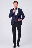 Costumes de bal pour hommes à revers châle rouge 3 pièces et un bouton,