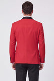 Costumes de bal pour hommes à revers châle rouge 3 pièces et un bouton,