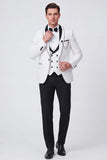 Costumes de bal pour hommes à revers châle rouge 3 pièces et un bouton,