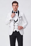 Costumes de bal pour hommes à revers châle rouge 3 pièces et un bouton,
