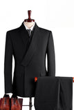 Costumes de bal pour hommes en châle bleu marine en deux pièces à un bouton,