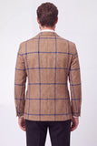 Veste blazer simple boutonnage marron à revers marron