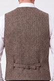 Veste de costume marron à simple boutonnage pour hommes