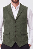 Gilet pour hommes en maillots vert armée, simple boutonnage,