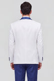 Costumes de mariage homme en châle 3 pièces, revers, bleu à un bouton,