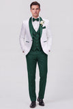 Costumes de mariage homme en châle 3 pièces, revers, bleu à un bouton,
