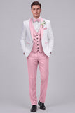 Costumes de mariage homme en châle 3 pièces, revers, bleu à un bouton,