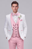 Costumes de mariage homme en châle 3 pièces, revers, bleu à un bouton,