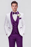 Costumes de mariage homme en châle 3 pièces, revers, bleu à un bouton,