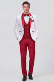 Costumes de mariage homme en châle 3 pièces, revers, bleu à un bouton,