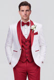 Costumes de mariage homme en châle 3 pièces, revers, bleu à un bouton,