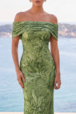 Robe Maxi en forme de sirène brodée à paillettes dorées à paillettes dégagées