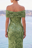 Robe Maxi en forme de sirène brodée à paillettes dorées à paillettes dégagées