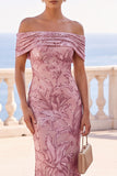 Robe Maxi en forme de sirène brodée à paillettes dorées à paillettes dégagées