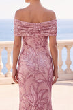 Robe Maxi en forme de sirène brodée à paillettes dorées à paillettes dégagées