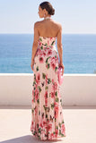 Robe longue en chiffon plissé à motifs floraux à col nu noir