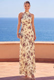 Robe Maxi à col haut à col haut à motifs floraux en fourreau