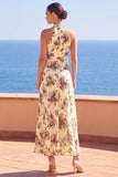 Robe Maxi à col haut à col haut à motifs floraux en fourreau