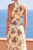 Robe Maxi à col haut à col haut à motifs floraux en fourreau