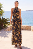 Robe Maxi à col haut à col haut à motifs floraux en fourreau