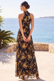 Robe Maxi à col haut à col haut à motifs floraux en fourreau