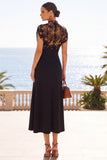 Robe midi fleurie Black Illusion à col haut avec manches courtes