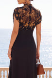 Robe midi fleurie Black Illusion à col haut avec manches courtes