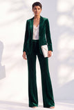 Noir deux pièces en velours à revers en pointe, costume de soirée avec pantalon