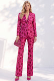 Fuchsia Jacquard Costumes féminins à simple poitrine