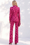 Fuchsia Jacquard Costumes féminins à simple poitrine