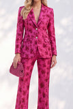 Fuchsia Jacquard Costumes féminins à simple poitrine
