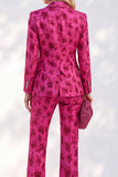 Fuchsia Jacquard Costumes féminins à simple poitrine