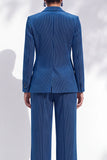 Costumes féminins bleu roi à revers simple poitrine et crantés verticales
