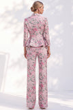 Costumes pour femmes à simple poitrine à poignée 3/4 à revers rose à motifs rose à pointe pointe