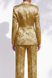 Costumes féminins double boutonnage au revers de la pointe Jacquard Peak dorés