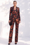 Tailleurs féminins double boutonnage ajustés Jacquard noirs