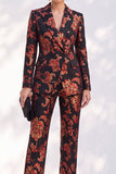 Tailleurs féminins double boutonnage ajustés Jacquard noirs