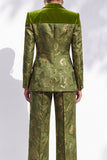 Costumes féminins Olive Jacquard Châle-Pic Hybride à revers